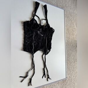 Black Lace Corset Top with Straps